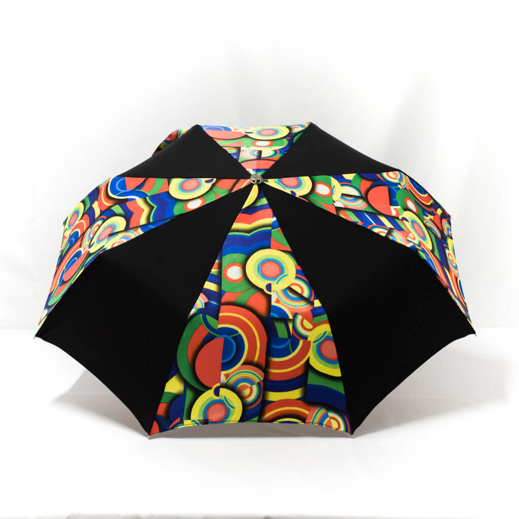 Parapluie pliant imprimé multicolore noir