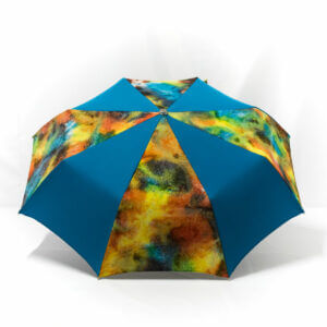 Parapluie pliant imprimé batik bleu cobalt