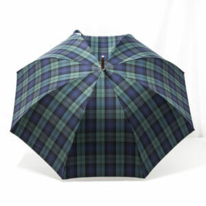 Parapluie anglais tissé écossais vert et bleu