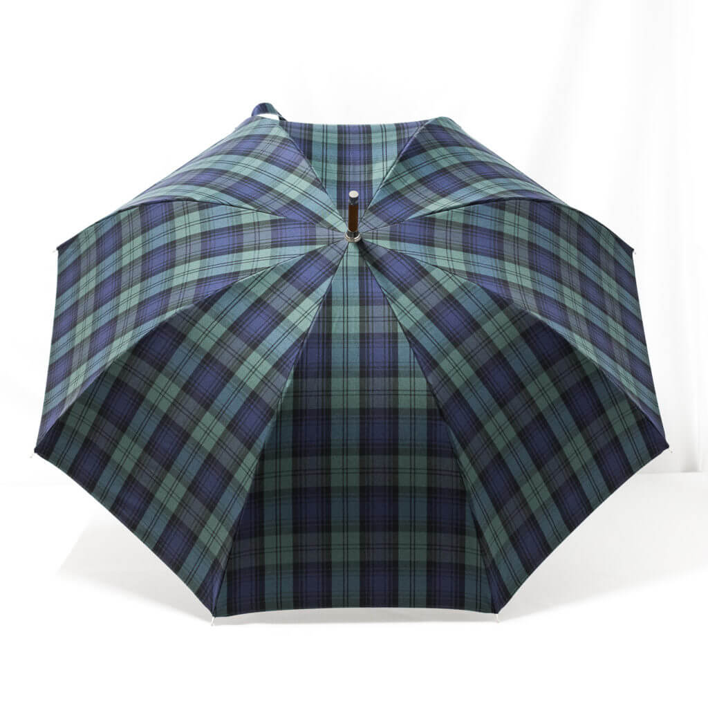 Grand parapluie homme tissé écossais vert et bleu