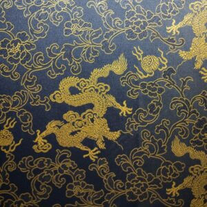 Tissu jacquard dragon bleu
