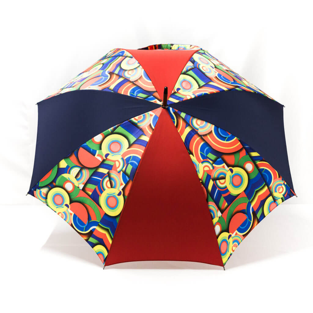 Parapluie imprimé multicolore rouge et bleu