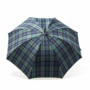 Parapluie droit tissé écossais bleu et vert