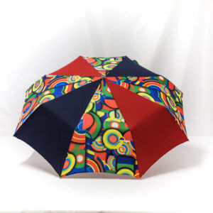 Parapluie pliant imprimé multicolore rouge et bleu