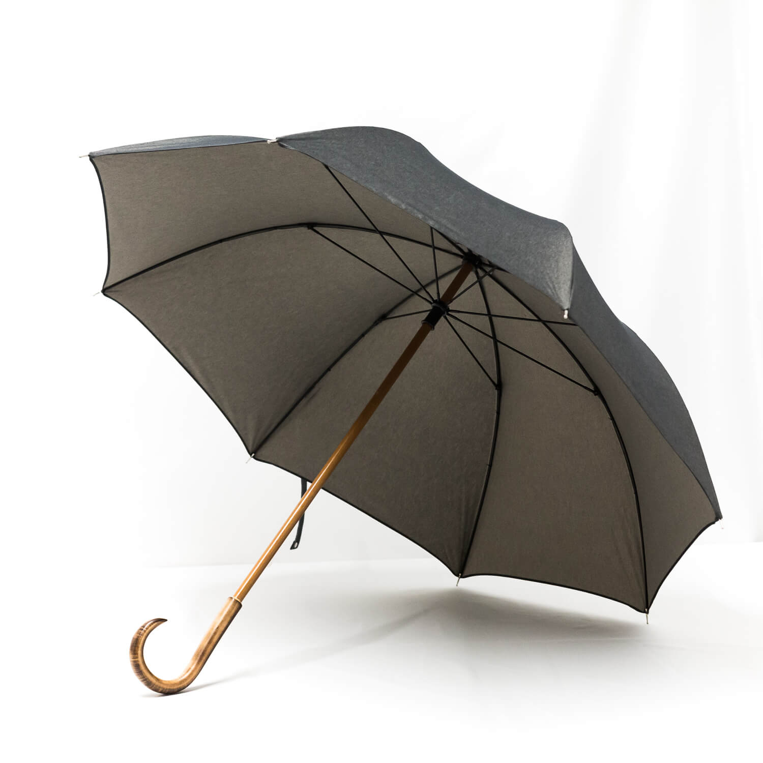 Grand parapluie tissé jean gris