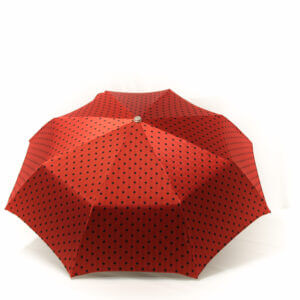 Parapluie pliant femme rouge tissé à pois
