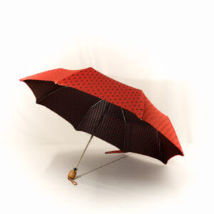 Parapluie pliant femme tissé rouge à pois