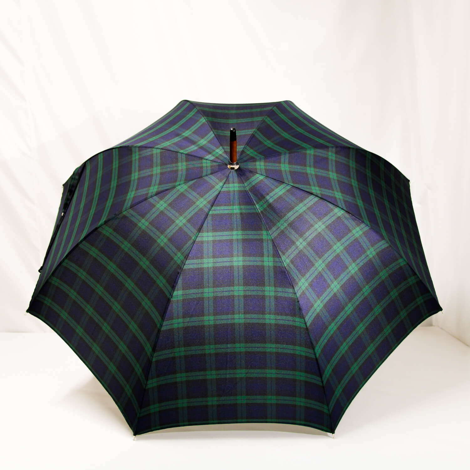 Parapluie droit écossais vert et bleu